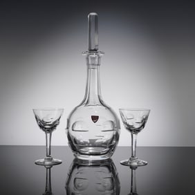3pc Orrefors Crystal Decanter and Cordial Glasses