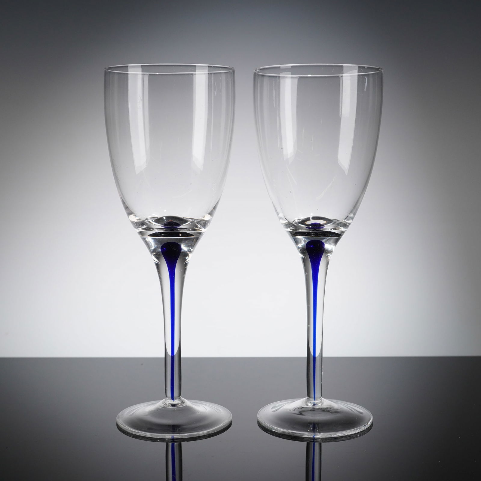 A Pair of Orrefors Intermezzo Blue Claret Glasses (1 of 3)