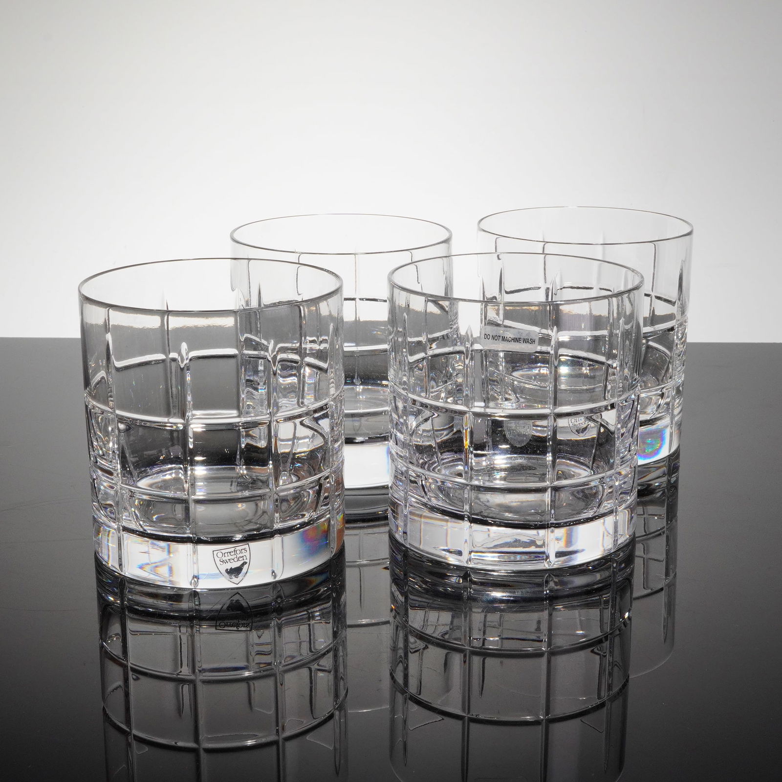 Set of 4 Orrefors Street Cut-Crystal Double Old Fashioned Whiskey Glasses (1 of 6)