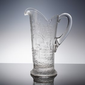EAPG Bringing Home The Cows Pressed Glass Water Pitcher