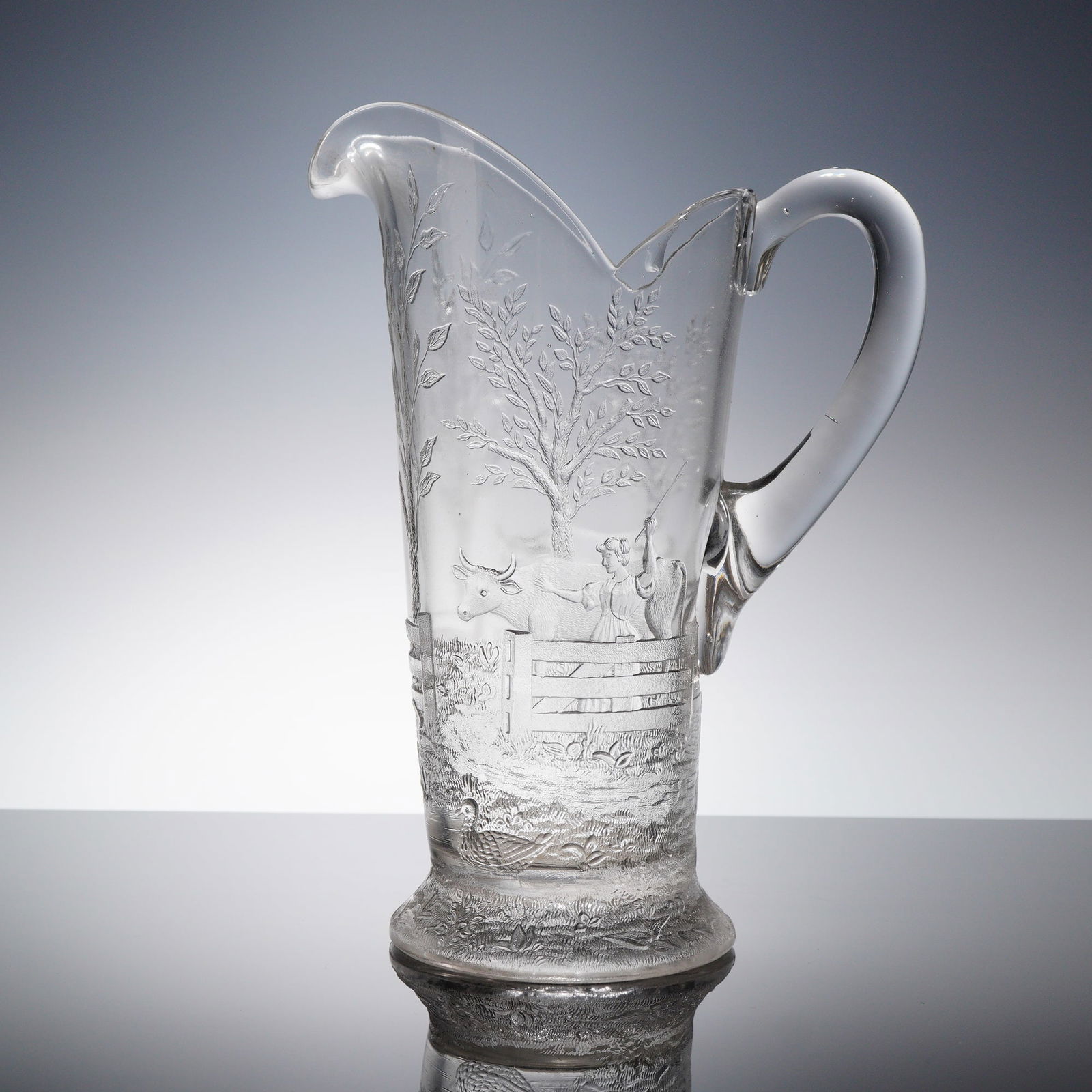 EAPG Bringing Home The Cows Pressed Glass Water Pitcher (1 of 3)
