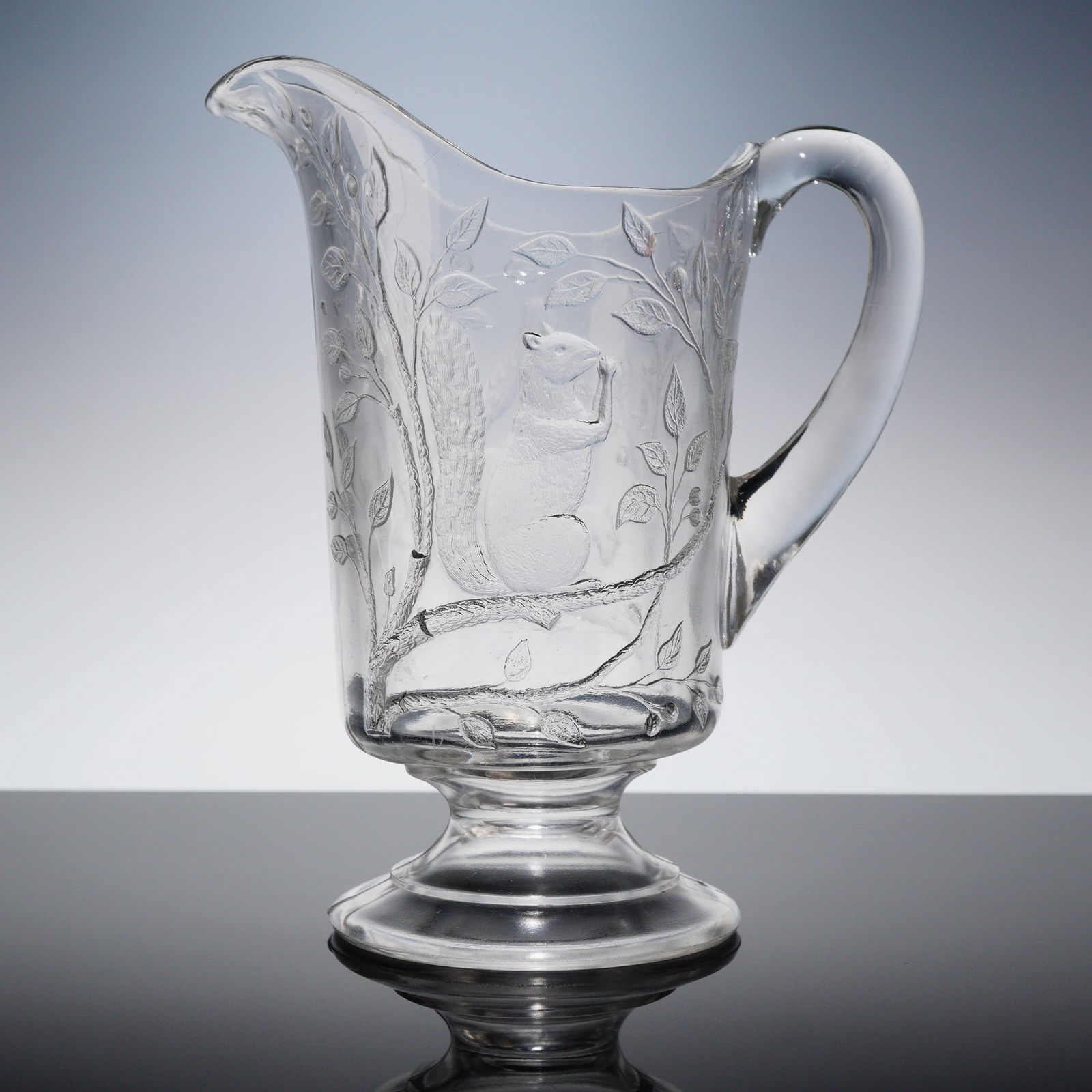 EAPG Squirrel In Bower Pattern Pressed Glass Water Pitcher (1 of 3)