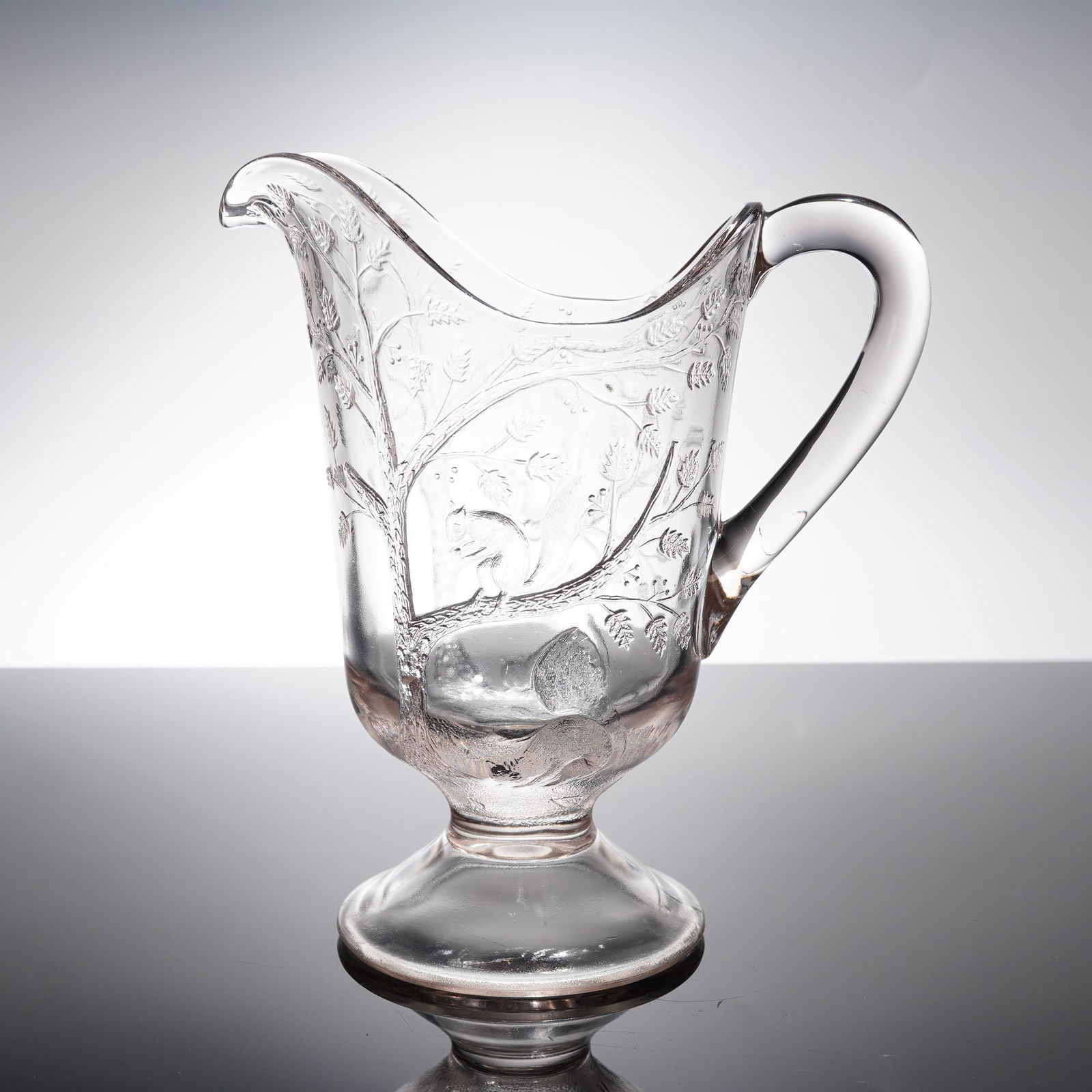 Early American Pressed Glass Pitcher, Woodland Scene (1 of 3)