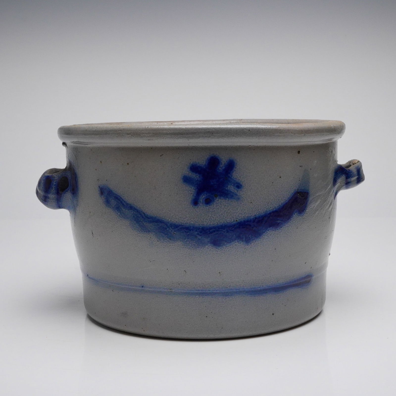 Salt Glazed Stoneware Crock, Cobalt Folk Decoration, Capacity Mark 3 (1 of 5)
