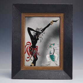 Framed Irina Lorin Dancer and Drummer Tile Artwork