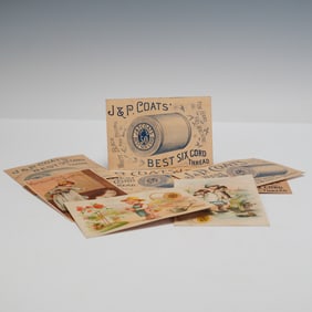 8pc Antique J&P Coats Advertising Cards, Best Six Cord Thread