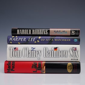 4pc Hardcover Book Lot Puzo Clancy Lee Robbins