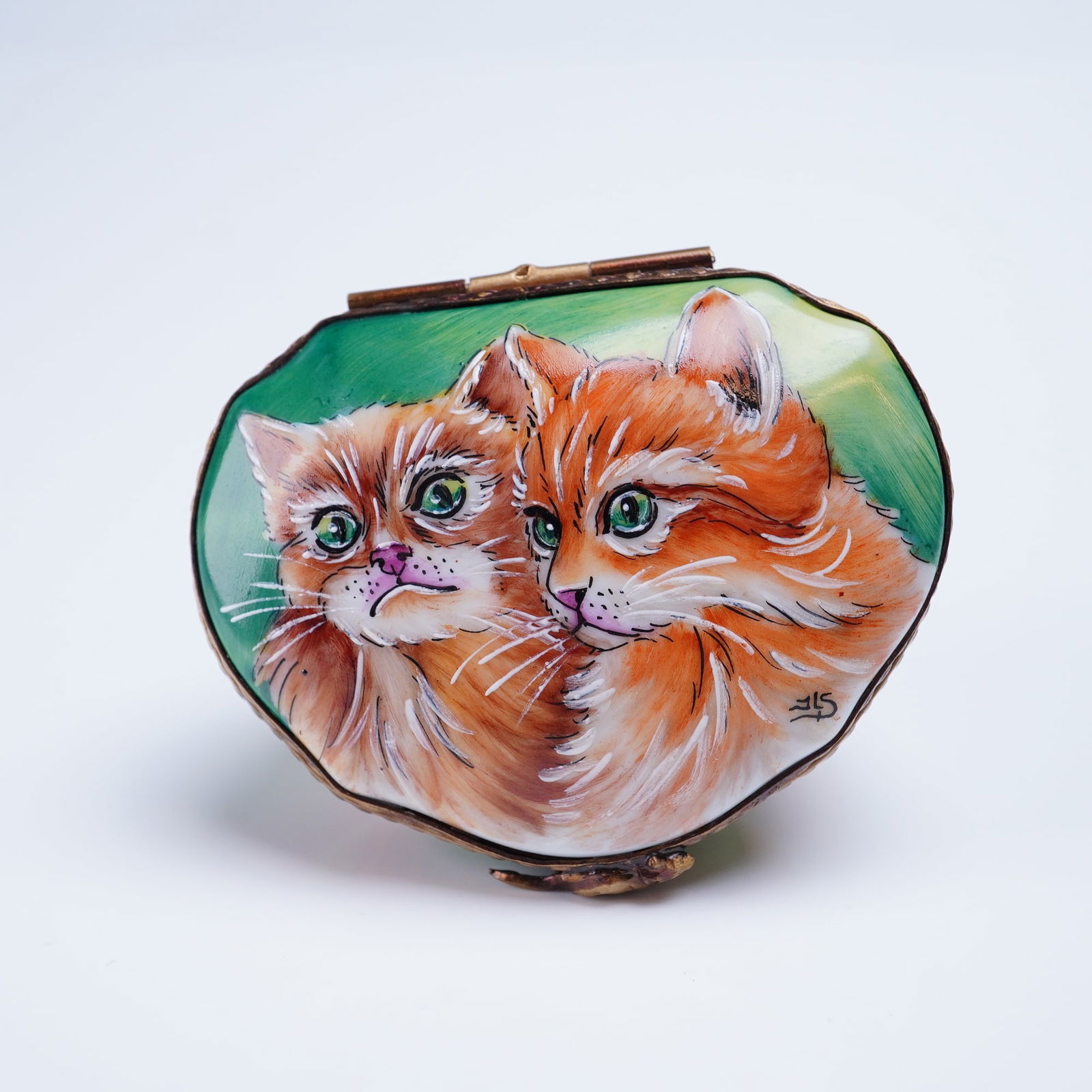 Rochard Studio Limoges Trinket Box Two Cats Hand-Painted (1 of 4)