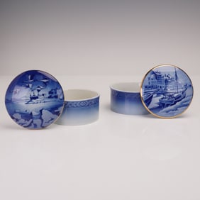 4pc Royal Copenhagen Porcelain Covered Boxes