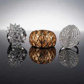 3pc Sterling Silver and 18K Gold Plated Rings