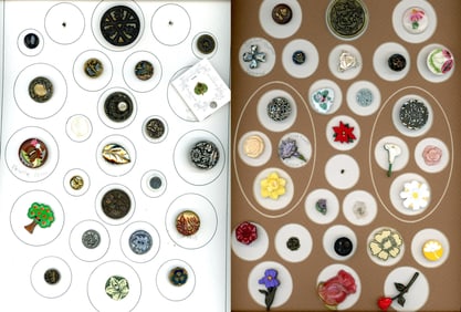 2 Cards of assorted material plant life buttons