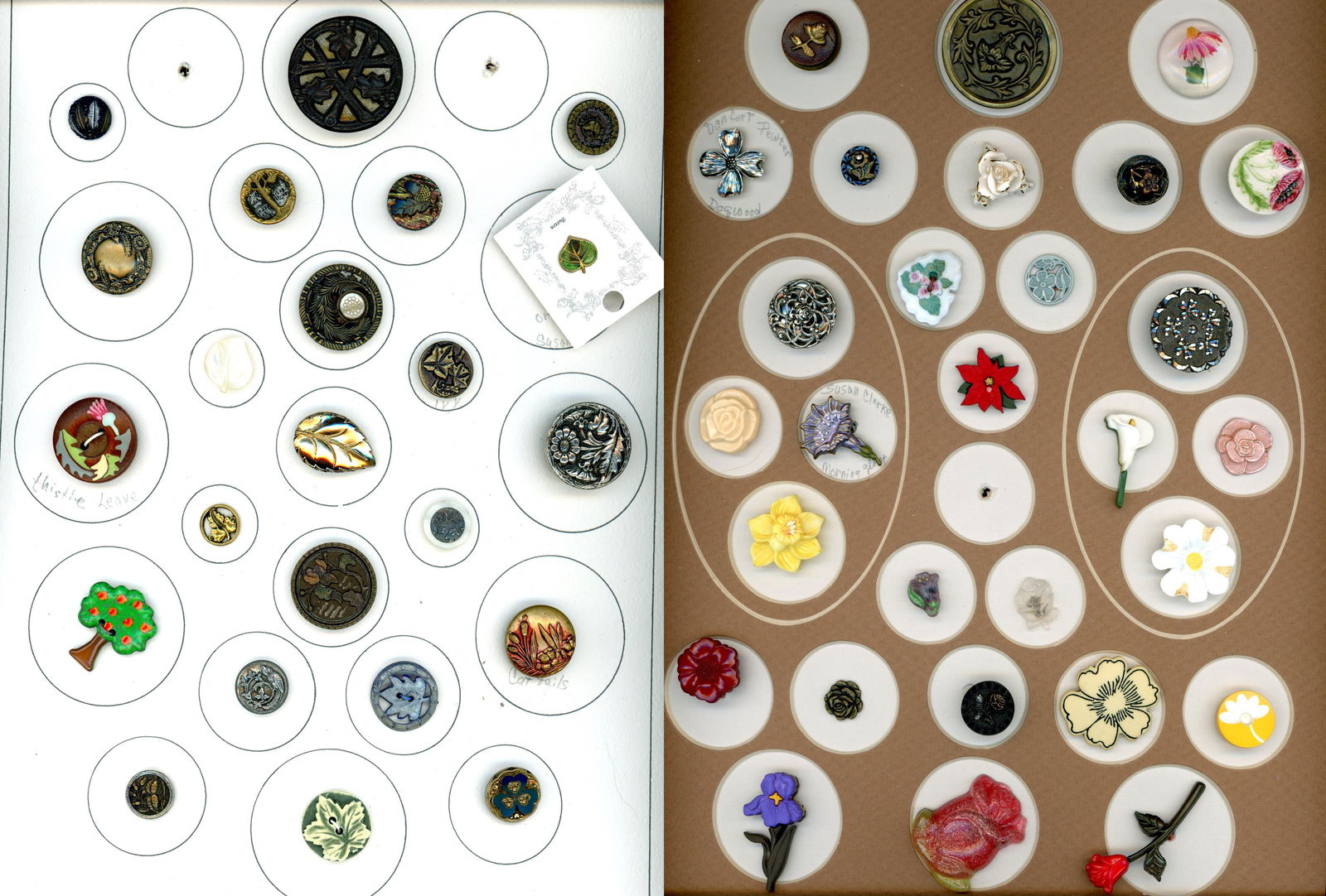 2 Cards of assorted material plant life buttons (1 of 5)