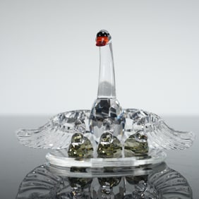 Swarovski Silver Crystal Swan Family Figurine with Original Box