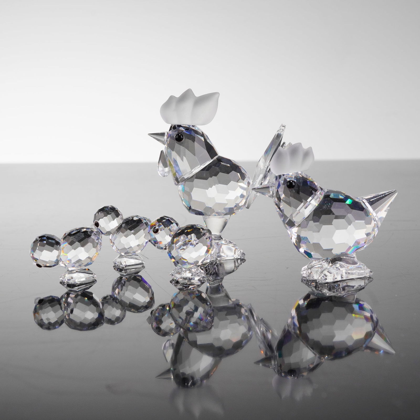 3pc Swarovski Crystal Figurines, Rooster, Hen, and Chicks (1 of 5)