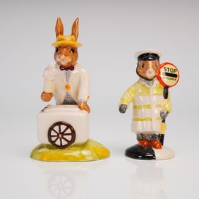 Two Royal Doulton Bunnykins Figurines Ice Cream and Lollipop Man
