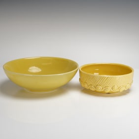 Two McCoy Yellow Glazed Ceramic Bowls