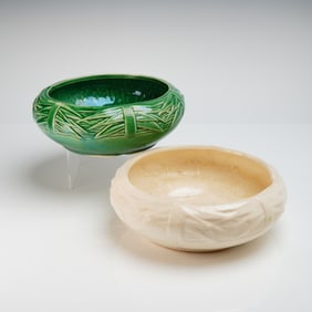 A Pair of McCoy Pottery Basketweave Jardinieres