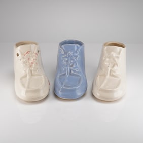 3pc McCoy Ceramic Baby Shoe Planters
