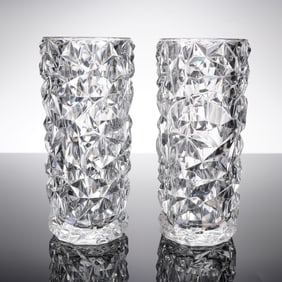 Pair of Orrefors Carat Crystal Vases