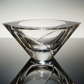 Orrefors Marin Swirl Crystal Bowl Designed by Jan Johansson
