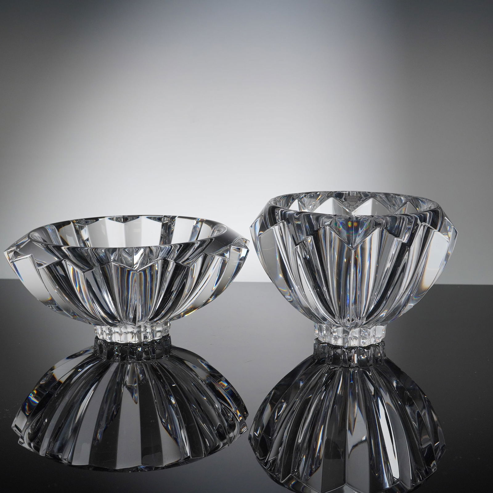 Two Orrefors Swedish Crystal Faceted Bowls (1 of 5)