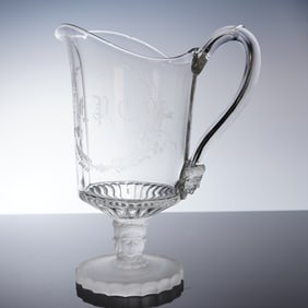 Duncan Miller EAPG Engraved Ewer, Three-Face
