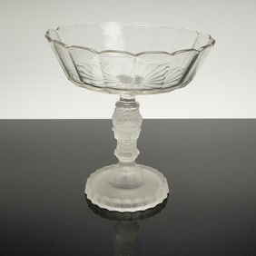 Duncan & Miller Three Faces Pressed Glass Compote