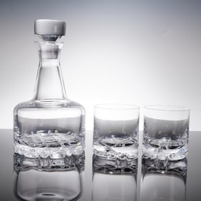 3pc Orrefors Erik Crystal Decanter Set with Tumblers