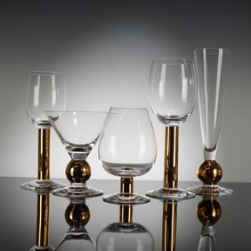 5pc Orrefors by Gunnar Cyren Nobel Glassware