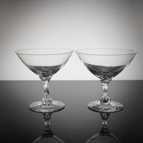 A Pair of Orrefors Crystal Martini Glasses
