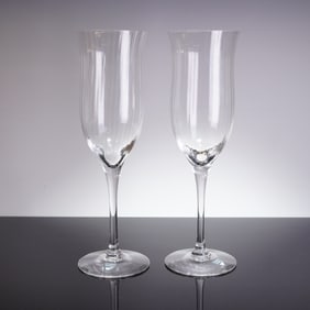 A Pair of Orrefors Harmony Fluted Crystal Champagne Flutes