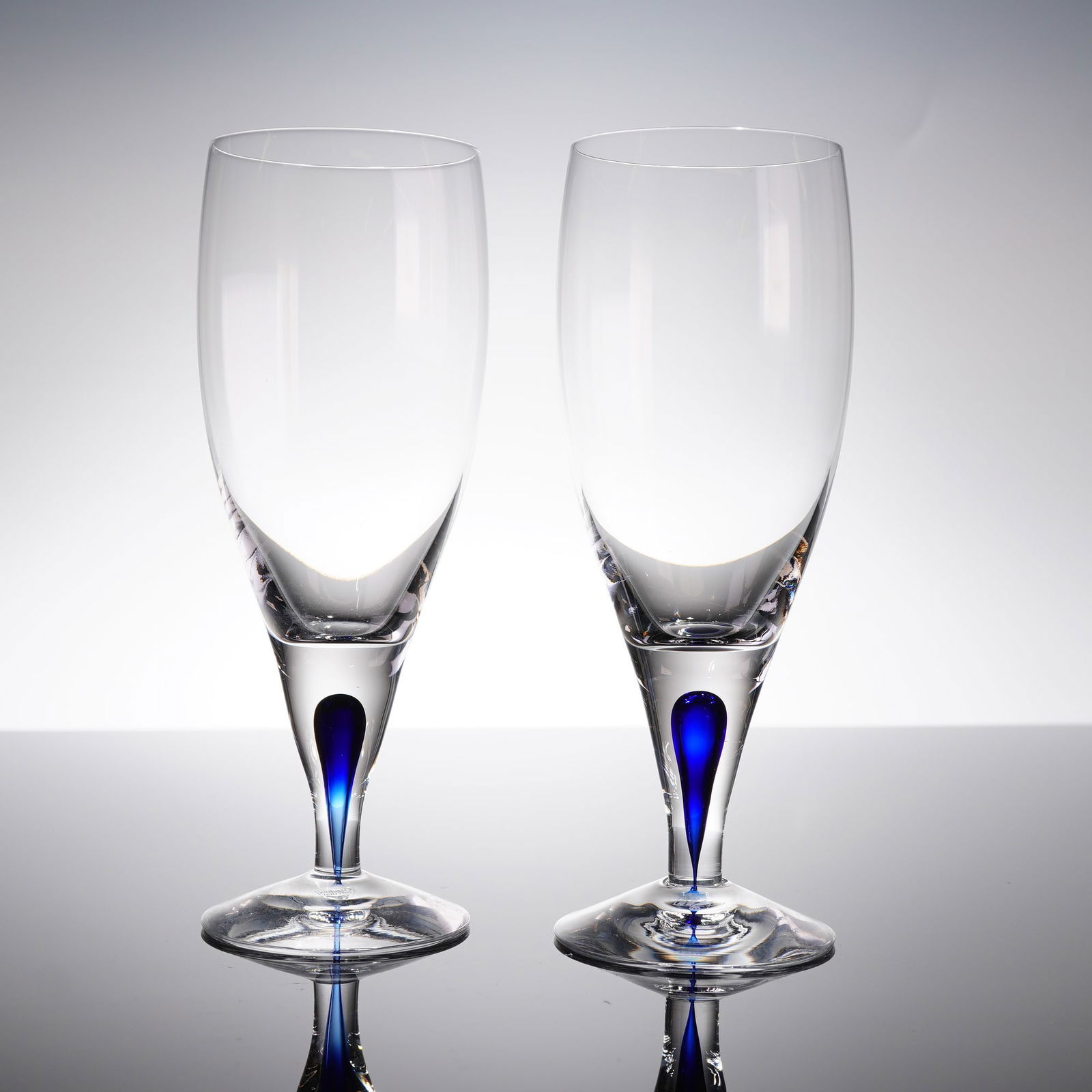 A Pair of Orrefors Intermezzo Blue Crystal Iced Tea Glasses (1 of 5)