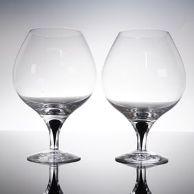A Pair of Orrefors Intermezzo Crystal Brandy Glasses