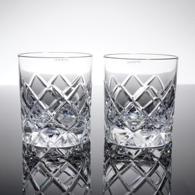 Pair of Orrefors Crystal Old Fashioned Glasses by Gunnar Cyren