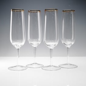 Martha Stewart Clear Champagne Flutes with Golden Rim