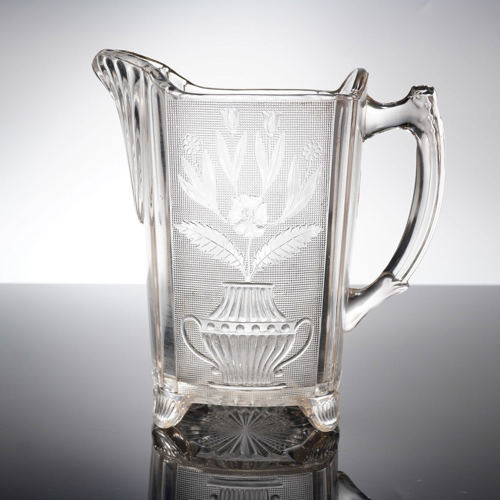 Early American Pressed Glass Floral Pitcher (1 of 3)