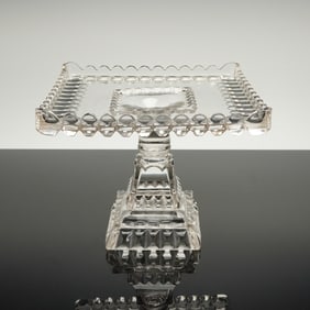 Early American Pressed Glass (EAPG) Square Pedestal Cake Stand