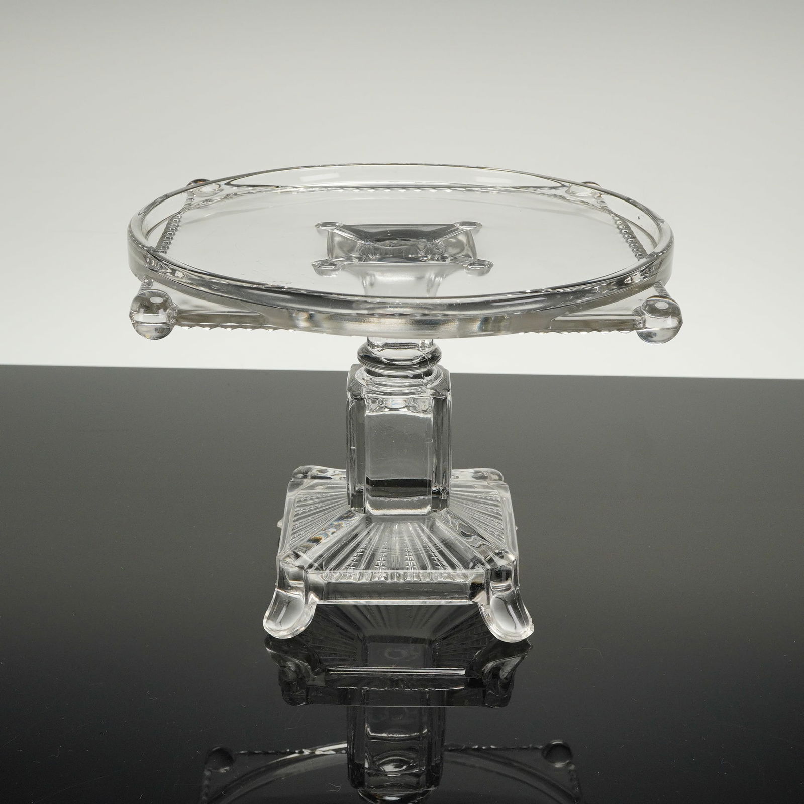 Early American Pressed Glass Square Pedestal Cake Stand (1 of 3)