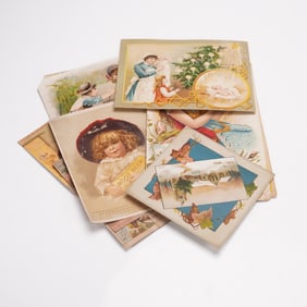 10pc Antique Chromolithography Ephemera, American Advertising & Postcards