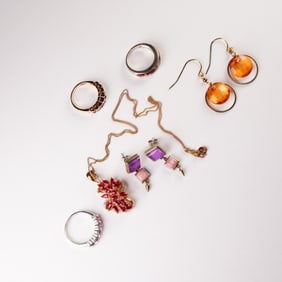 6pc Collection of Costume Jewelry-Necklace, Rings & Earrings