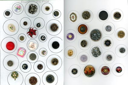 2 Cards of assorted material plant life buttons