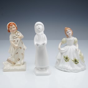 3pc Royal Doulton Figurines, January, Helping Mother and Carol Singer-Boy