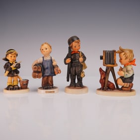 4pc Goebel Hummel Profession Figurines, Firefighter, Boots, and More
