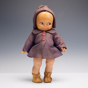 Kewpie Composition Doll in Blue Jacket