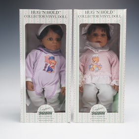 2pc Seymour Mann Hug N Hold Vinyl Collector Dolls with Boxes