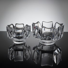 Two Orrefors Crystal Corona Bowls