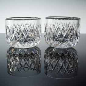 Pair of Orrefors Legend Checked Crystal Bowls