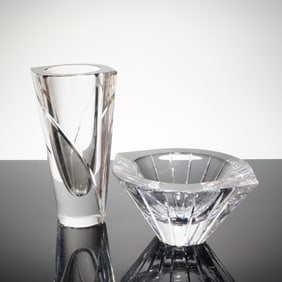 Two Orrefors Precious Crystal Vase and Bowl