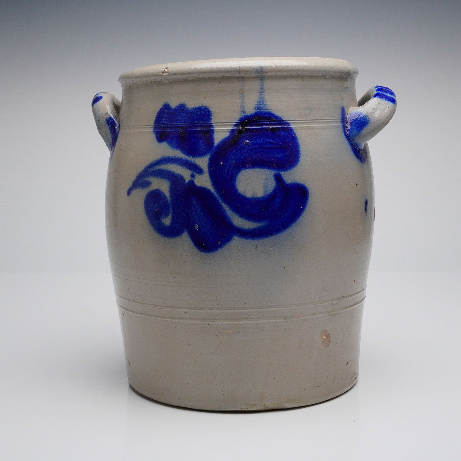 A Four-Gallon Salt-Glazed Stoneware Crock with Cobalt Decoration (1 of 5)