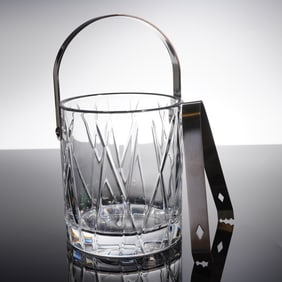 Orrefors City Crystal Ice Bucket and Tongs Set